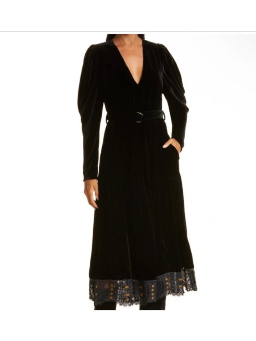Ulla Johnson Lena Belted velted Midi Dress size 8 color nuit mspr $795